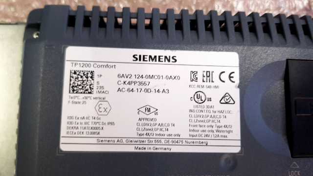 Siemens 6AV2124-0MC01-0AX0 HMI